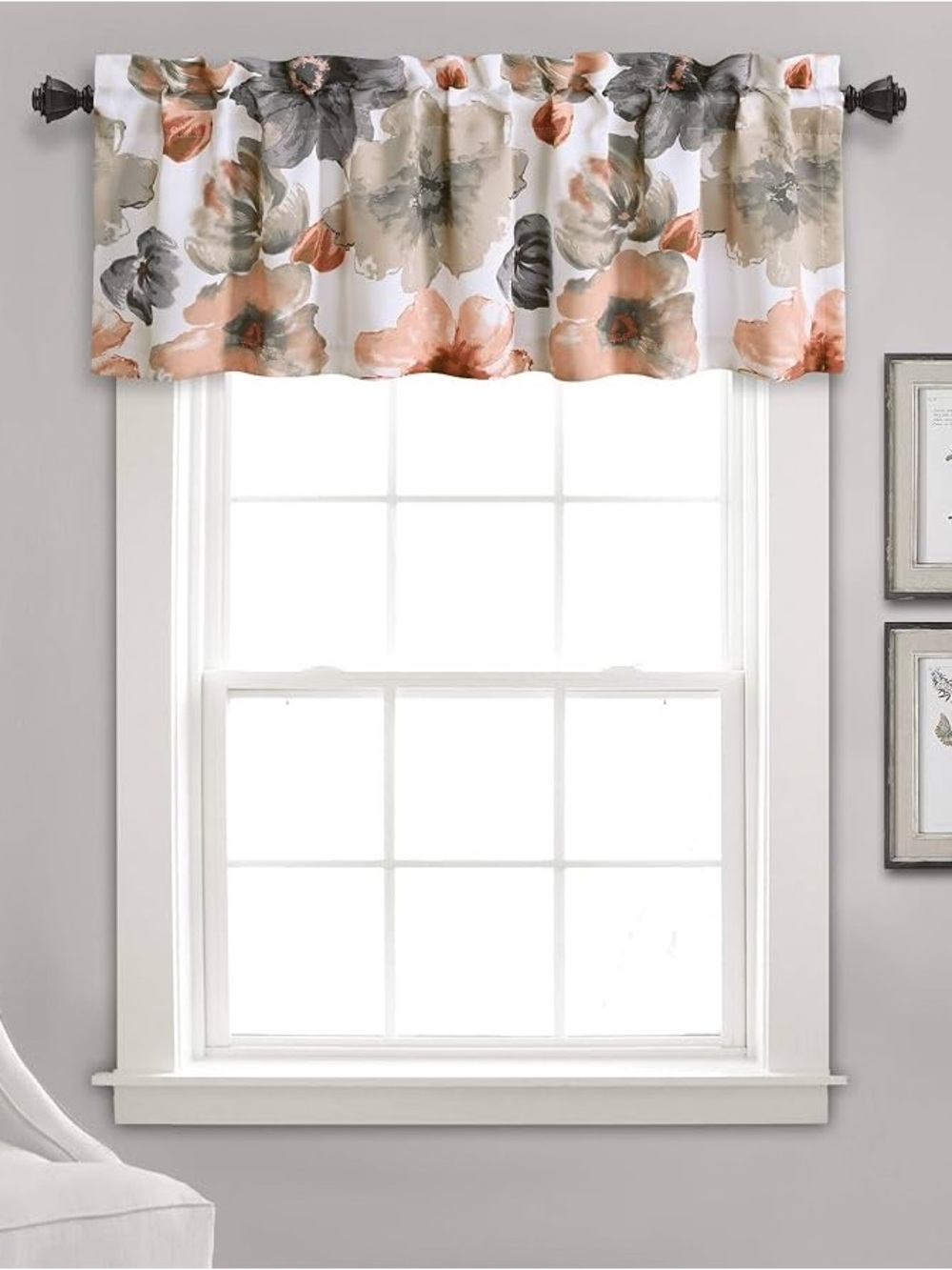 Half Moon Leah Room Darkening Insulated Noise Reducing Floral Valance 52x18